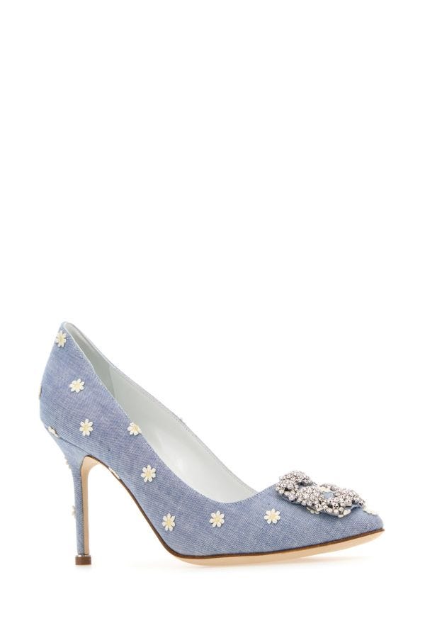 MANOLO BLAHNIK Embroidered fabric Hangisi pumps