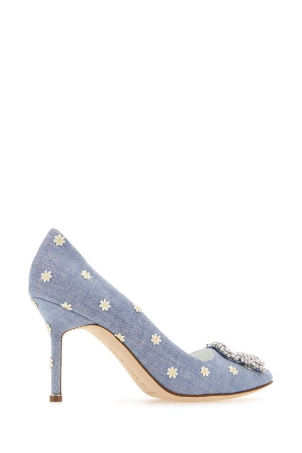 MANOLO BLAHNIK Embroidered fabric Hangisi pumps