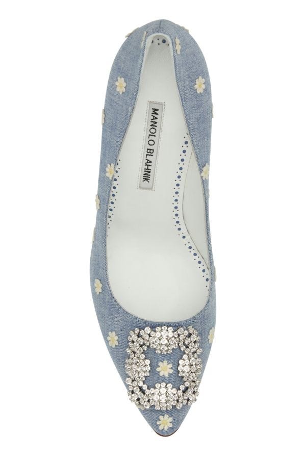 MANOLO BLAHNIK Embroidered fabric Hangisi pumps