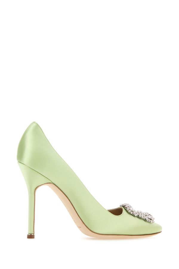MANOLO BLAHNIK Pastel green satin Hangisi pumps