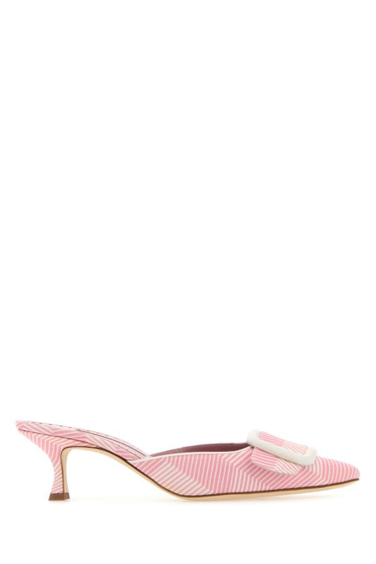 MANOLO BLAHNIK Printed fabric Maysale mules 50