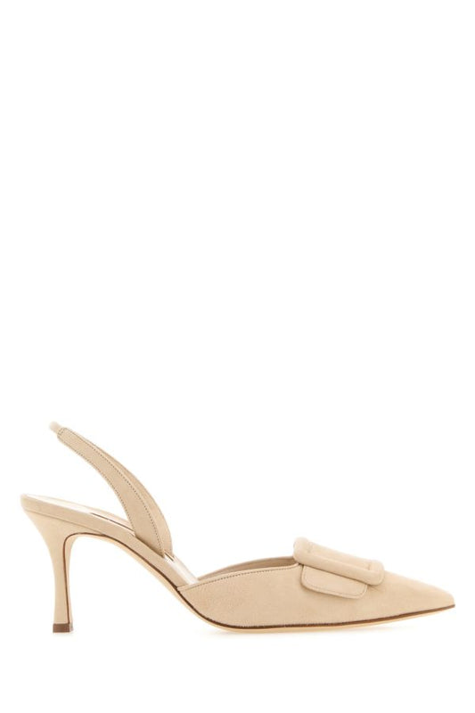 MANOLO BLAHNIK Cream suede Maysli pumps 70