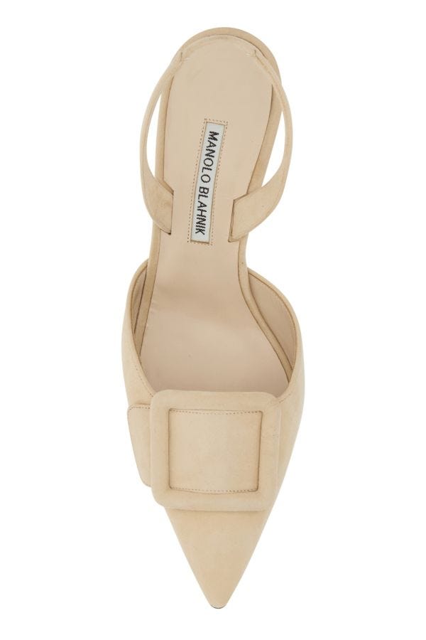 MANOLO BLAHNIK Cream suede Maysli pumps 70