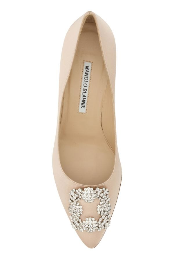 MANOLO BLAHNIK Pink satin Hangisi pumps 50