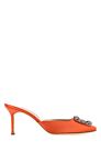 MANOLO BLAHNIK Hangisi sabot in orange satin 70