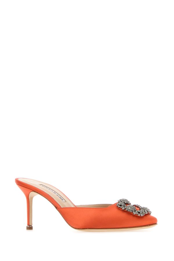 MANOLO BLAHNIK Hangisi sabot in orange satin 70