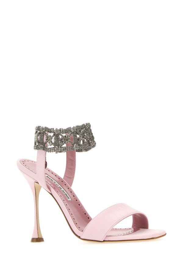 MANOLO BLAHNIK Lierasan sandals in pastel pink suede 105