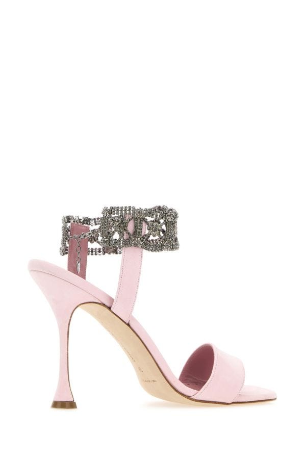 MANOLO BLAHNIK Lierasan sandals in pastel pink suede 105