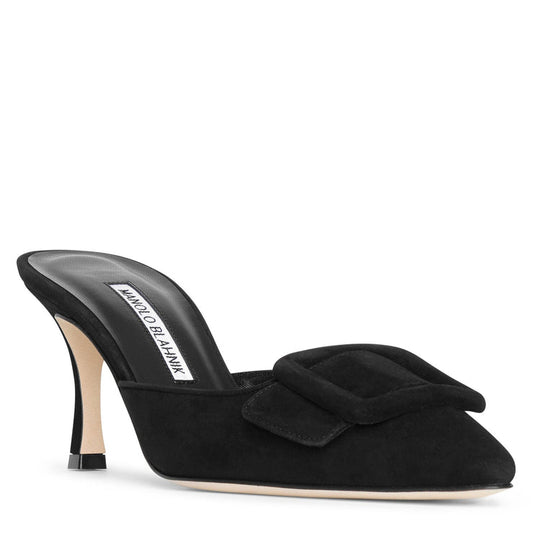 MANOLO BLAHNIK Maysale black suede mules 70