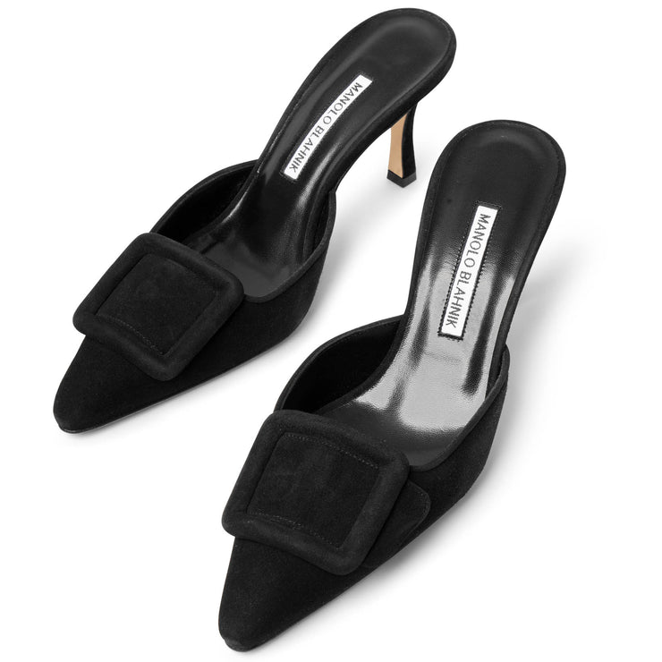 MANOLO BLAHNIK Maysale black suede mules 70