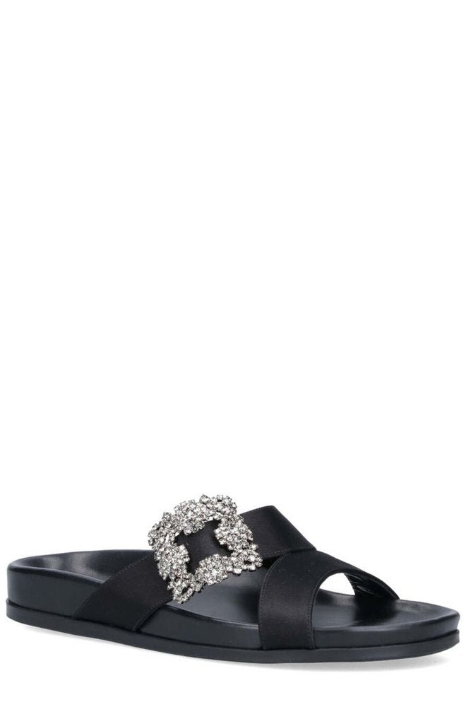 MANOLO BLAHNIK Chilanghi Buckle-Embellished Slippers