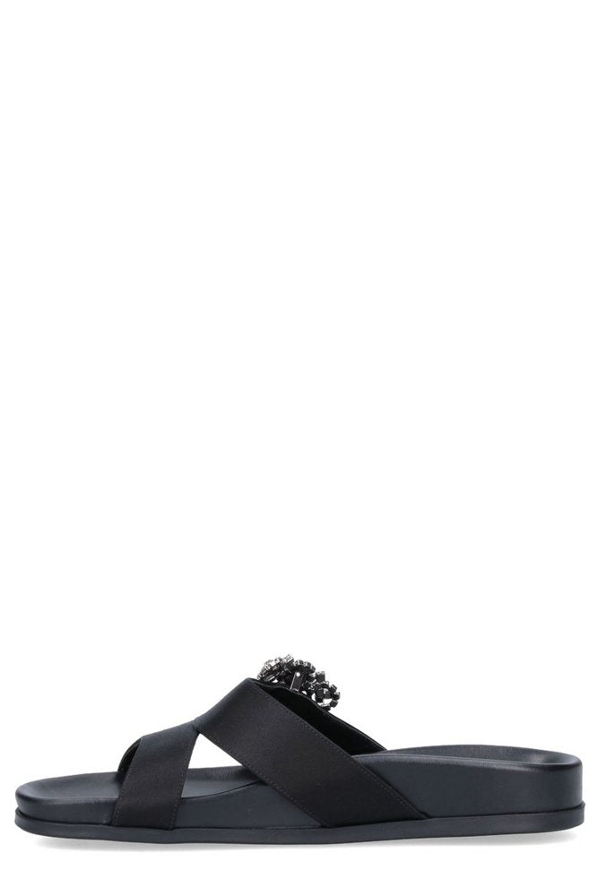 MANOLO BLAHNIK Chilanghi Buckle-Embellished Slippers