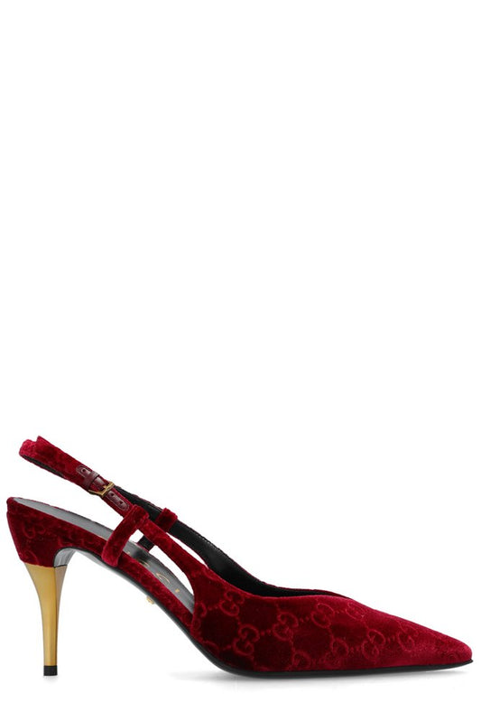 PURPLE Gucci GG Supreme Pointed Toe Pumps