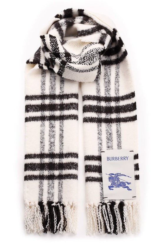 BURBERRY Logo Patch Fringed-Edge Scarf