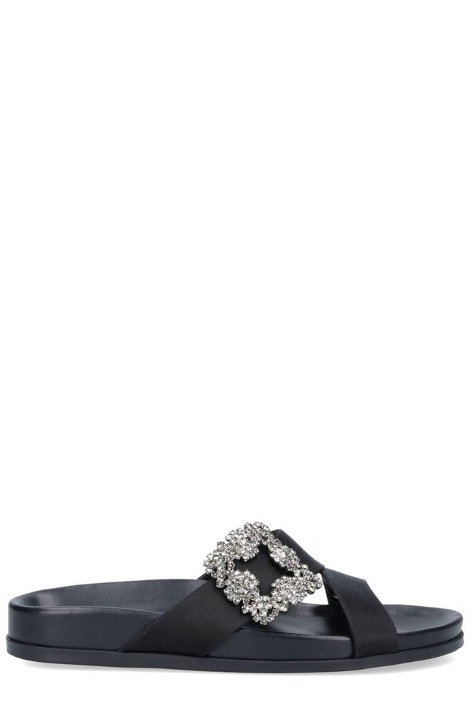 MANOLO BLAHNIK Chilanghi Buckle-Embellished Slippers