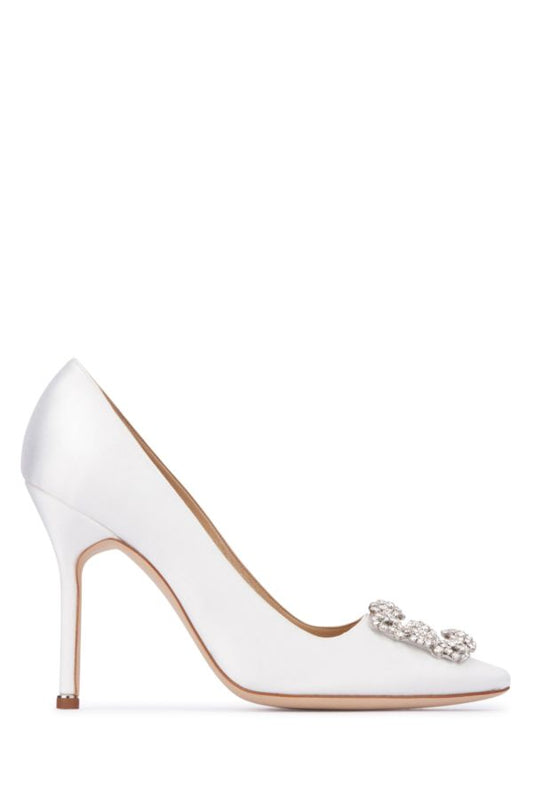 MANOLO BLAHNIK White satin Hangisi pumps 105