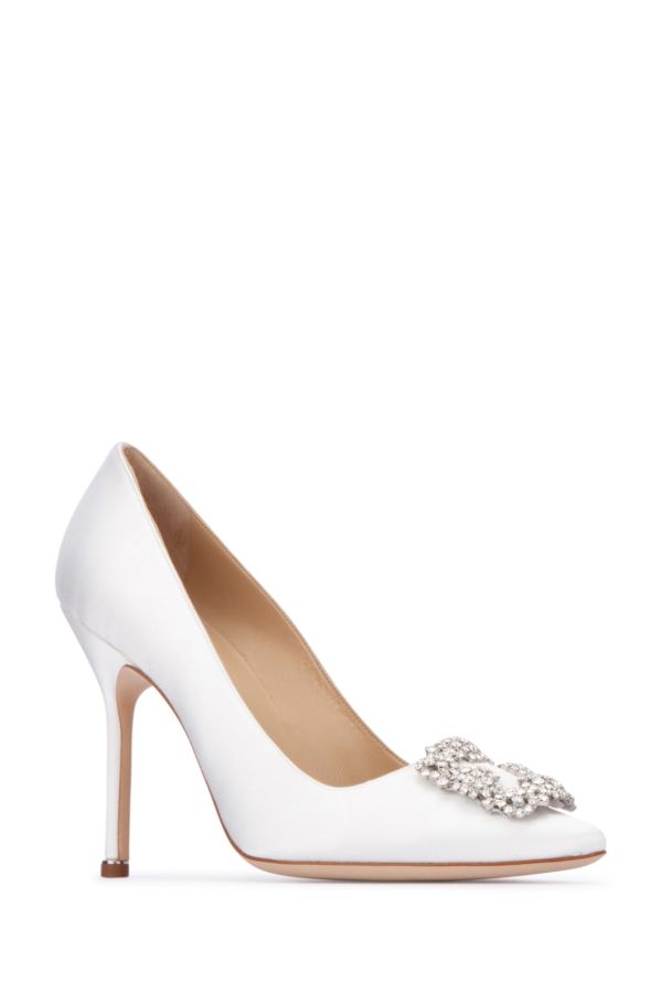 MANOLO BLAHNIK White satin Hangisi pumps 105