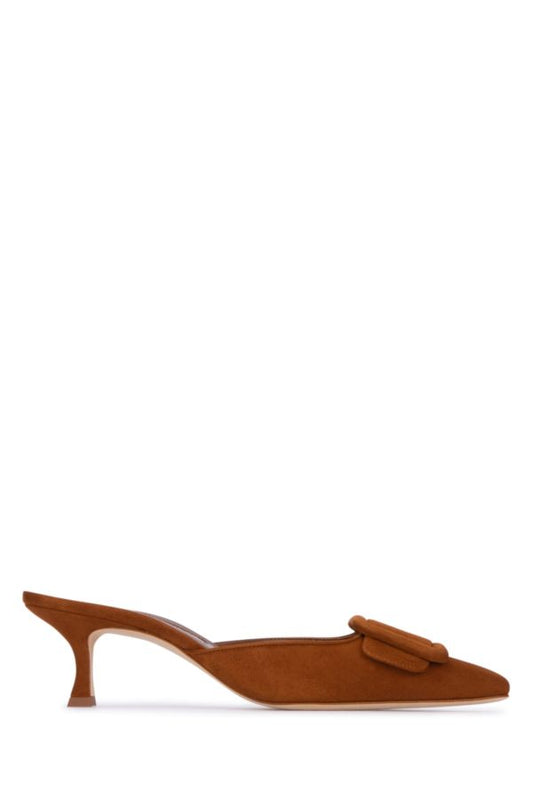 MANOLO BLAHNIK Brown suede Maysale mules 50