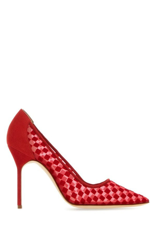 MANOLO BLAHNIK Bbla heeled shoes in red mesh 100