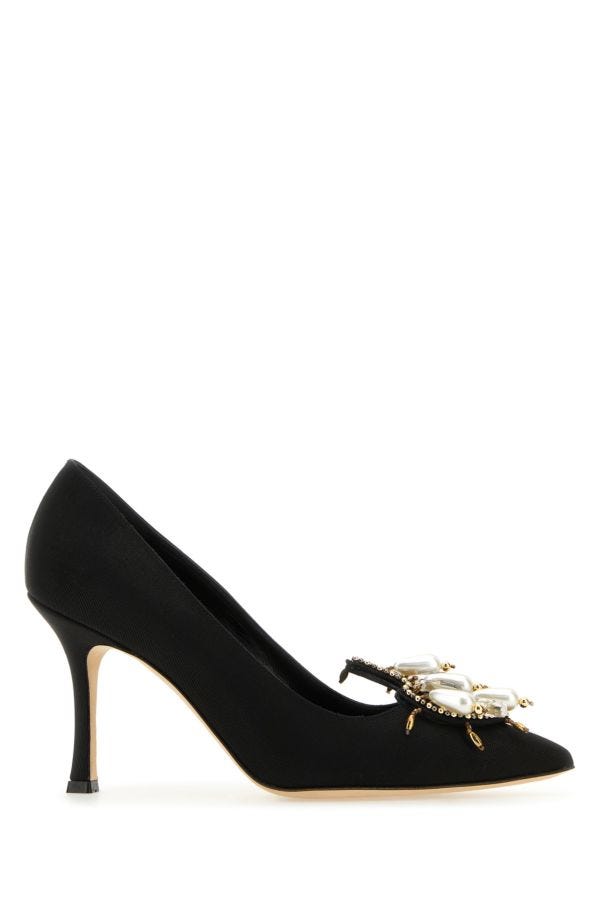 MANOLO BLAHNIK Black fabric Orientalia pumps