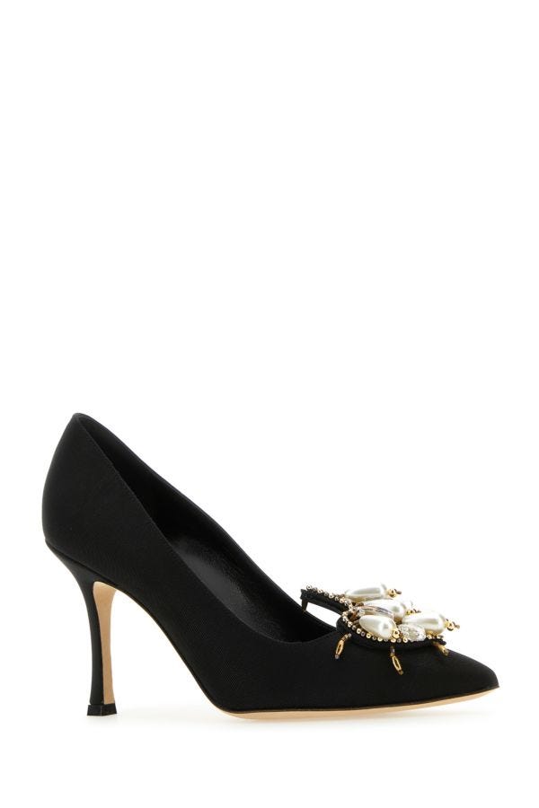 MANOLO BLAHNIK Black fabric Orientalia pumps