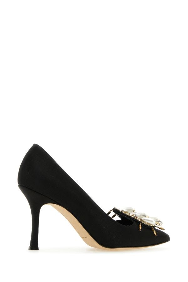 MANOLO BLAHNIK Black fabric Orientalia pumps