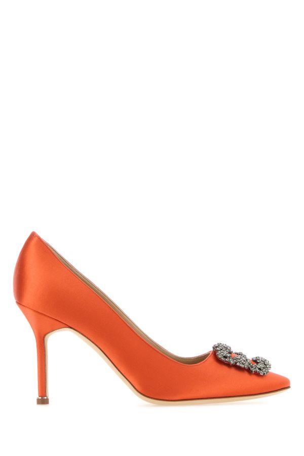 MANOLO BLAHNIK Orange satin Hangisi pumps