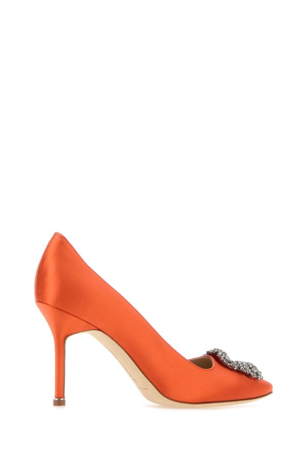 MANOLO BLAHNIK Orange satin Hangisi pumps