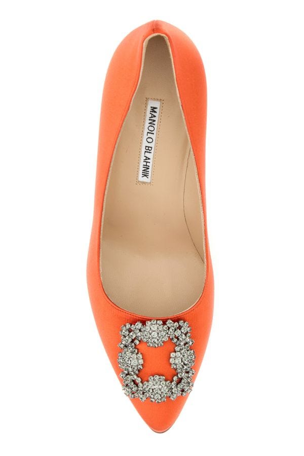 MANOLO BLAHNIK Orange satin Hangisi pumps