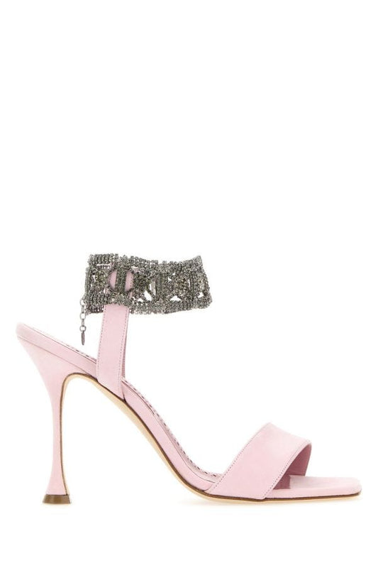 MANOLO BLAHNIK Lierasan sandals in pastel pink suede 105