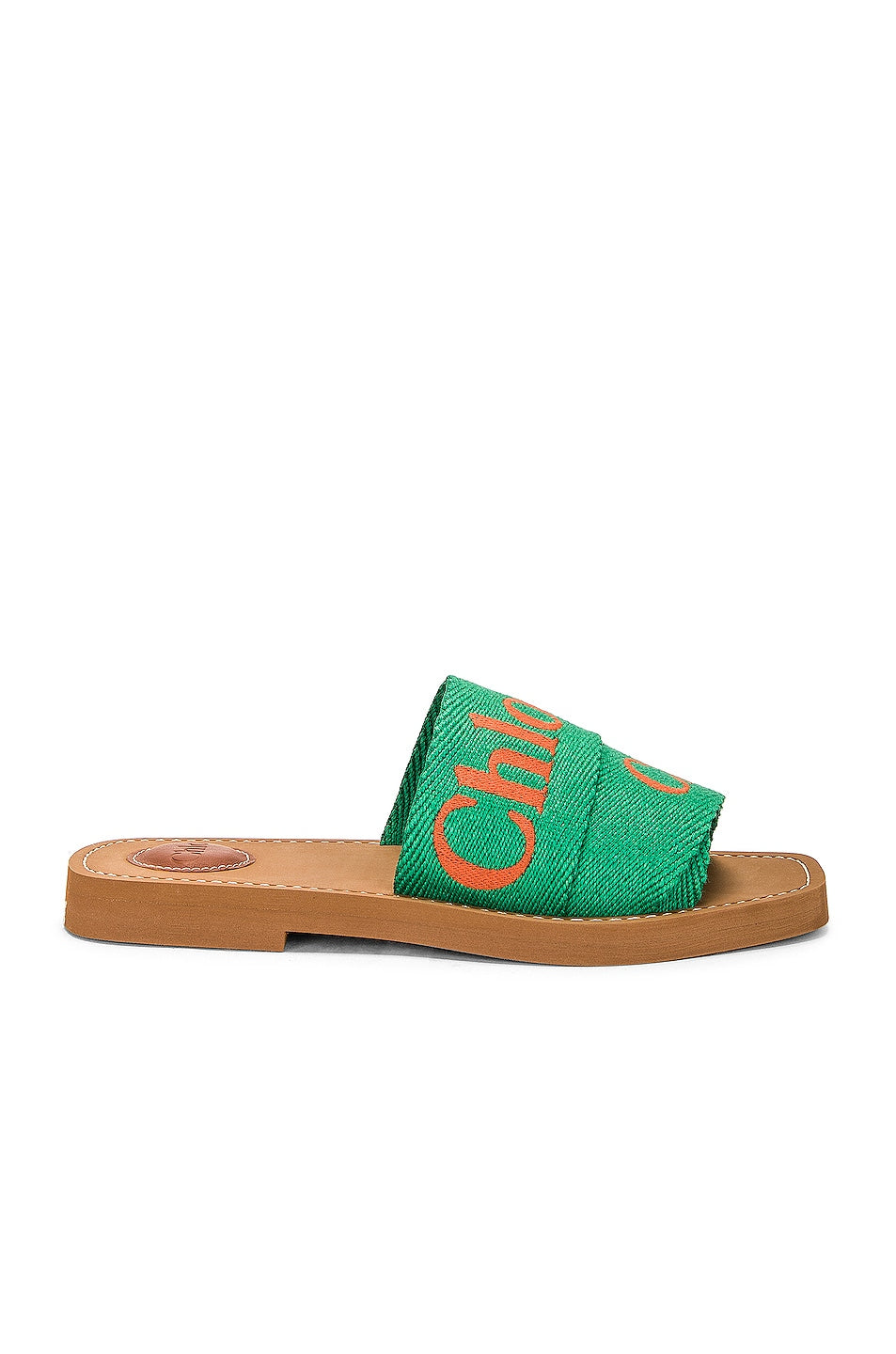 CHLOE Woody Sandal in Green & Orange